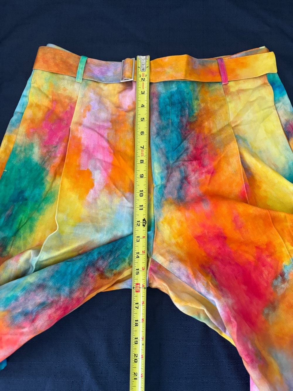 Men's Multicolor Watercolor Print Flat-Front Shorts - Picture 5 of 16